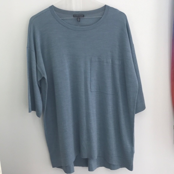 Eileen Fisher Tops - Eileen Fisher SOLD Merino Box Top Blue Oversized Size M